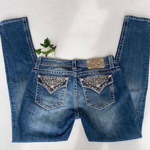 Miss Me Signature Skinny Rhinestone Bling Western‎ Jeans 28